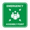 Emergency assembly point sign, gathering point signboard, emergency evacuation vector for graphic design, logo, website, social