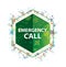 Emergency Call floral plants pattern green hexagon button