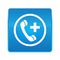 Emergency call icon shiny blue square button