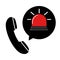 Emergency call icon sign symbol. Dial with emergency light in bubble text design concept.