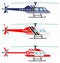 Emergency concept. Detailed illustration of medical, police and fire helicopter in flat style on white background