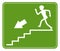 Emergency down stairs exit sign, green safety evacuation indicator