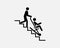 Emergency Evacuation Chair Stairs Steps Rescue Device Black White Silhouette Sign Symbol Icon Clipart Graphic Artwork Vector