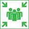 Emergency evacuation meeting point green sign, vector illustration