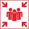 Emergency evacuation meeting point red sign, vector illustration