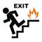 Emergency exit, black vector icon