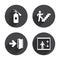 Emergency exit icons. Door with arrow sign