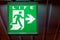 The emergency exit sign shows the direction of Life.