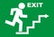 Emergency exit, white vector icon on green background, eps.