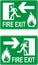 Emergency fire exit door. Green sign.