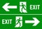 Emergency fire exit sign. Evacuation fire escape door vector sign pictogram arrow exit route