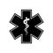 Emergency medical symbol. Vector isolated medical sign icon with snake. Medical star symbol. Star of life sign