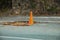 Emergency orange cone road