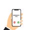 Emergency phone call. Vector illustration. Hand holding phone. Vector smartphone with emergency calling. Mobile phone mockup.