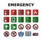 emergency safety security danger icons set vector