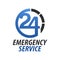 Emergency service Hospital twenty-four. Circle number 24 hour logo concept design template