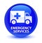 Emergency services glassy blue round button