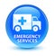 Emergency services glassy cyan blue round button