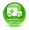 Emergency services glassy green round button