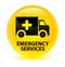 Emergency services glassy yellow round button