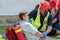 Emergency Services Workers train in joint action with Rescuers, Firemen, Police and Red Cross in Slovenska Bistrica