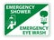 Emergency Shower,Eye Wash Symbol Sign Isolate On White Background,Vector Illustration EPS.10