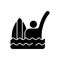 Emergency signal for drowning black glyph icon