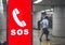 Emergency SOS Sign symbol in Public Transportation