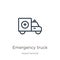 Emergency truck icon. Thin linear emergency truck outline icon isolated on white background from airport terminal collection. Line