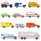 Emergency vehicle vector ambulance transport and service truck illustration set of rescue cmedical car and minibus or
