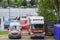 Emergency vehicles of the German Life Rescue Society DLRG near the river Havel in Berlin