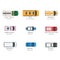 Emergency Vehicles Top View Vector Icons Set
