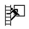 Emergency Window With Escape Ladder Black Icon ,Vector Illustration, Isolate On White Background Label. EPS10