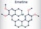 Emetine molecule. It is an antiprotozoal agent and emetic. Skeletal chemical formula