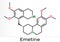 Emetine molecule. It is an antiprotozoal agent and emetic. Skeletal chemical formula