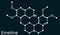 Emetine molecule. It is an antiprotozoal agent and emetic. Skeletal chemical formula on the dark blue background