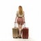 Emily With Suitcase: Stylish Young Woman Traveling With Elegance