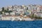 Eminonu Harbor, Beyoglu district historic architecture and sea port over the Golden Horn bay in Istanbul, Turkey