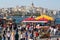 Eminonu Harbor, Beyoglu district over the Golden Horn bay in Istanbul, Turkey