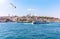 Eminonu pier, the Suleymaniye Mosque and the Bosphorus, Istanbul view