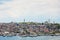 EminÃ¶nÃ¼ skyline in Istanbul, view of architecture and ships on a golden horn and mosque Suleymaniye