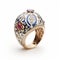 Emir-inspired Cloisonnism Ring With Blue And Pink Sapphire