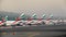 Emirate planes lined up in a row