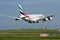 Emirates A380 super jumbo landing at Auckland International Airport