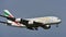 Emirates A380 super jumbo landing at Auckland International Airport