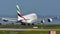 Emirates A380 super jumbo landing at Auckland International Airport