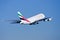 Emirates Airlines Airbus A380 in flight.