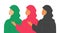 Emirati Women`s Day concept vector. Beautiful arabian ladies in hijab are standing together