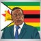Emmerson Mnangagwa the President of Zimbabwe with Flag of Zimbabwe Background. Portrait Caricature Vector Illustration. Harare, De