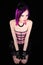 Emo Girl with Purple Hair and Pink Corset